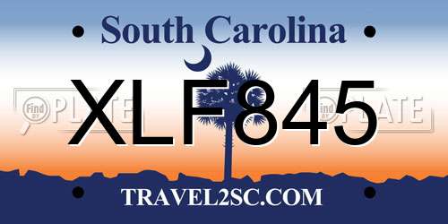 XLF845 South Carolina License Plate