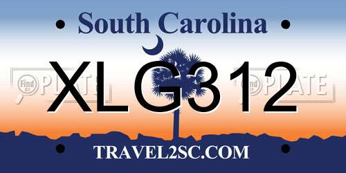 XLG312 South Carolina License Plate