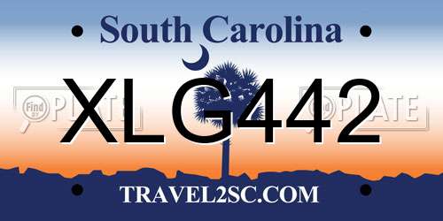 XLG442 South Carolina License Plate