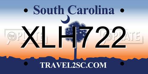 XLH722 South Carolina License Plate