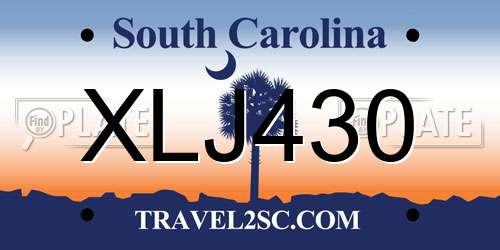 XLJ430 South Carolina License Plate