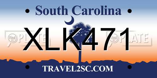 XLK471 South Carolina License Plate