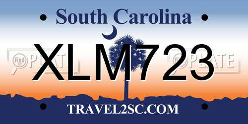 XLM723 South Carolina License Plate