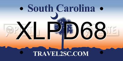 XLPD68 South Carolina License Plate