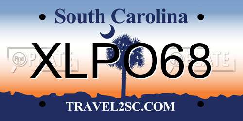 XLPO68 South Carolina License Plate