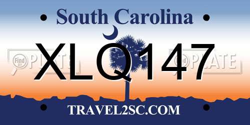 XLQ147 South Carolina License Plate