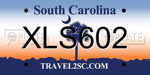 XLS602 South Carolina License Plate