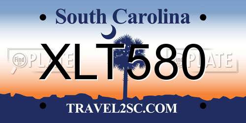 XLT580 South Carolina License Plate