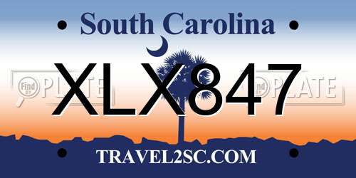 XLX847 South Carolina License Plate