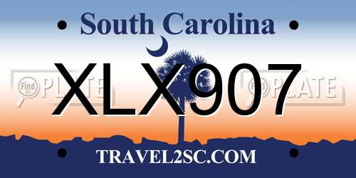 XLX907 South Carolina License Plate