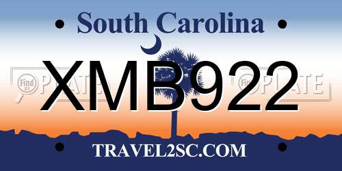 XMB922 South Carolina License Plate