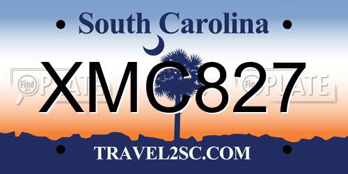 XMC827 South Carolina License Plate