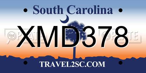 XMD378 South Carolina License Plate