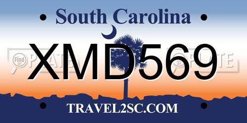 XMD569 South Carolina License Plate