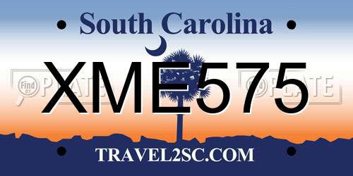 XME575 South Carolina License Plate