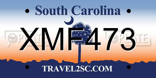 XMF473 South Carolina License Plate