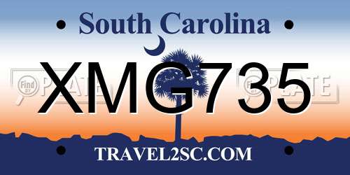 XMG735 South Carolina License Plate