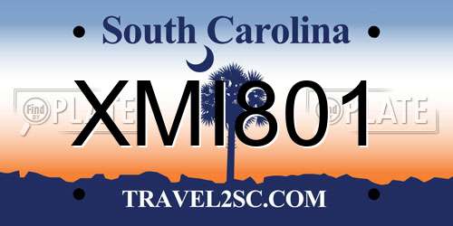 XMI801 South Carolina License Plate