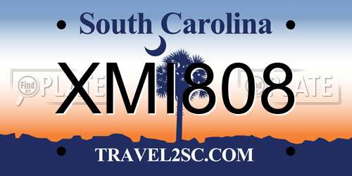 XMI808 South Carolina License Plate