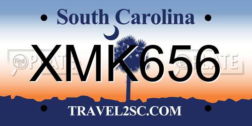 XMK656 South Carolina License Plate