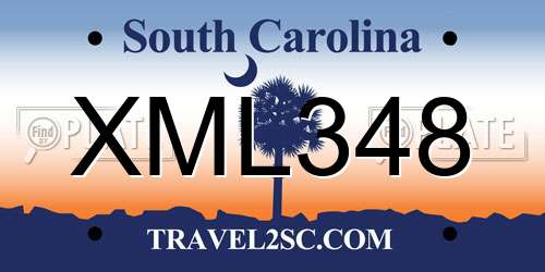 XML348 South Carolina License Plate