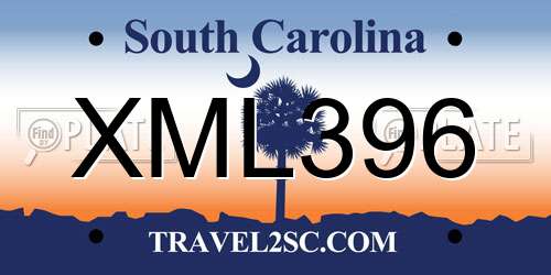 XML396 South Carolina License Plate
