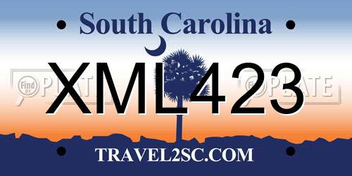 XML423 South Carolina License Plate