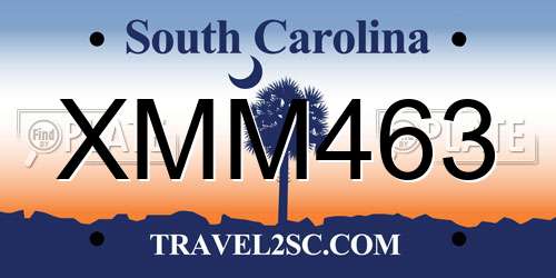 XMM463 South Carolina License Plate