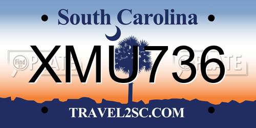 XMU736 South Carolina License Plate