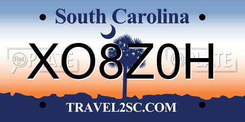 XO8Z0H South Carolina License Plate