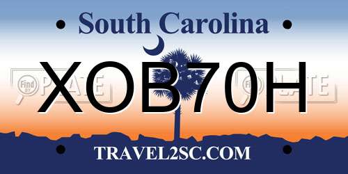 XOB70H South Carolina License Plate