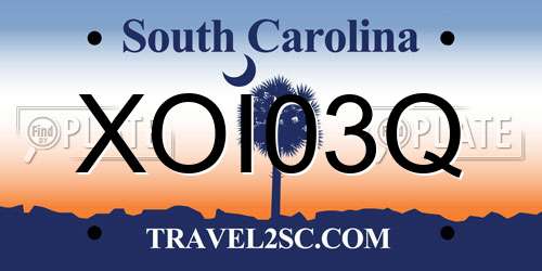 XOI03Q South Carolina License Plate