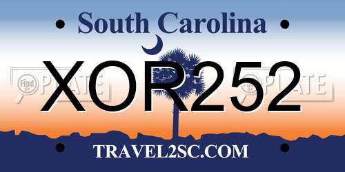 XOR252 South Carolina License Plate