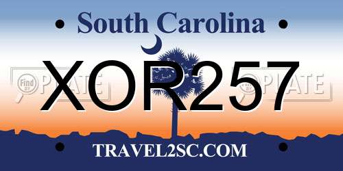 XOR257 South Carolina License Plate