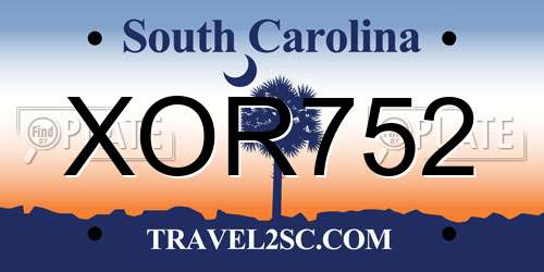 XOR752 South Carolina License Plate