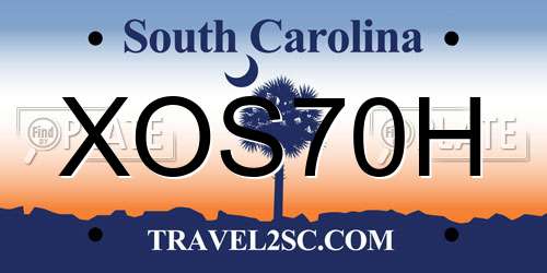 XOS70H South Carolina License Plate