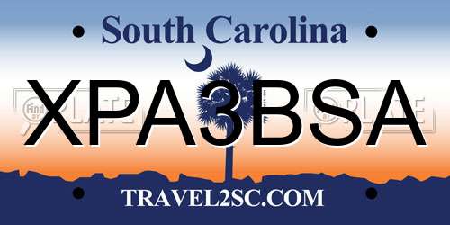 XPA3BSA South Carolina License Plate