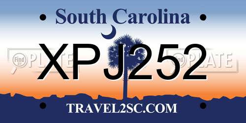 XPJ252 South Carolina License Plate