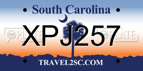 XPJ257 South Carolina License Plate