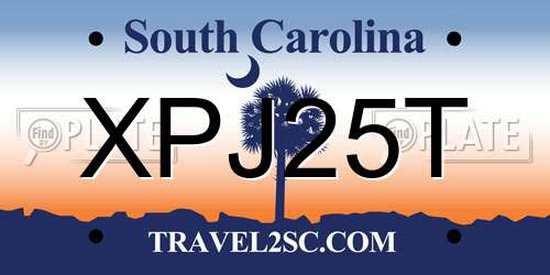XPJ25T South Carolina License Plate