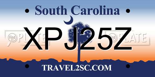 XPJ25Z South Carolina License Plate