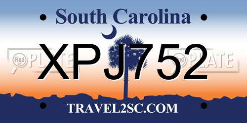 XPJ752 South Carolina License Plate