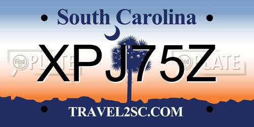 XPJ75Z South Carolina License Plate