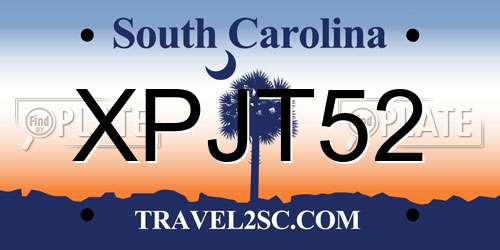 XPJT52 South Carolina License Plate