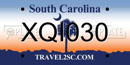 XQI030 South Carolina License Plate