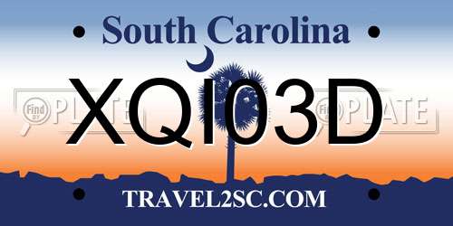 XQI03D South Carolina License Plate
