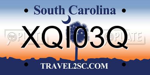 XQI03Q South Carolina License Plate