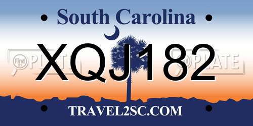 XQJ182 South Carolina License Plate