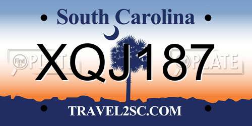 XQJ187 South Carolina License Plate