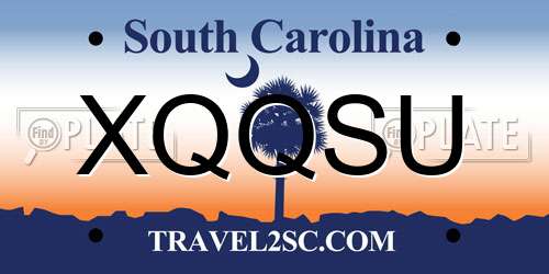 XQQSU South Carolina License Plate
